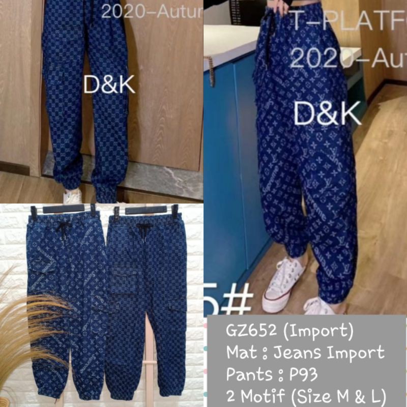 Celana joger jeans LV & GUCCI (kode gz652, harga 4pc)
