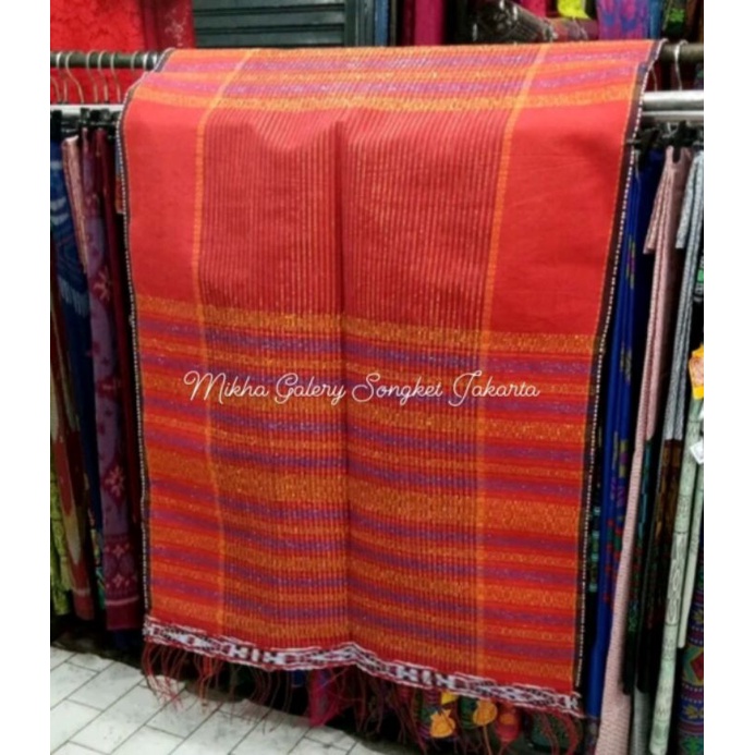 Ulos Ragihotang Merah Garis Biru