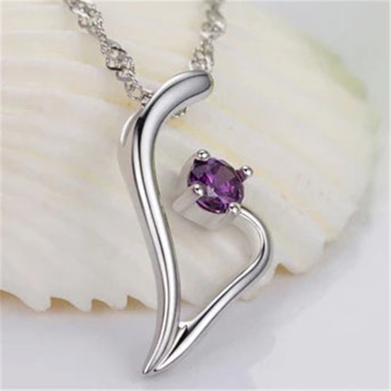 [Ready Stock]Fashion Simple Silver Plated Diamond Cute Pendant Necklace