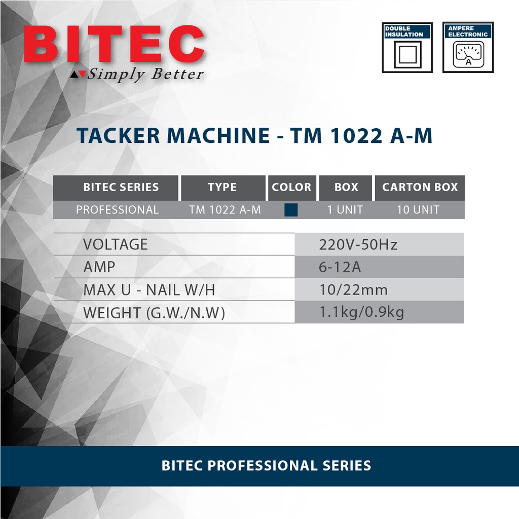 BITEC - MESIN STAPLES PAKU TEMBAK LISTRIK PROFESSIONAL 220V - TM1022A-M - GARANSI RESMI 1 TAHUN