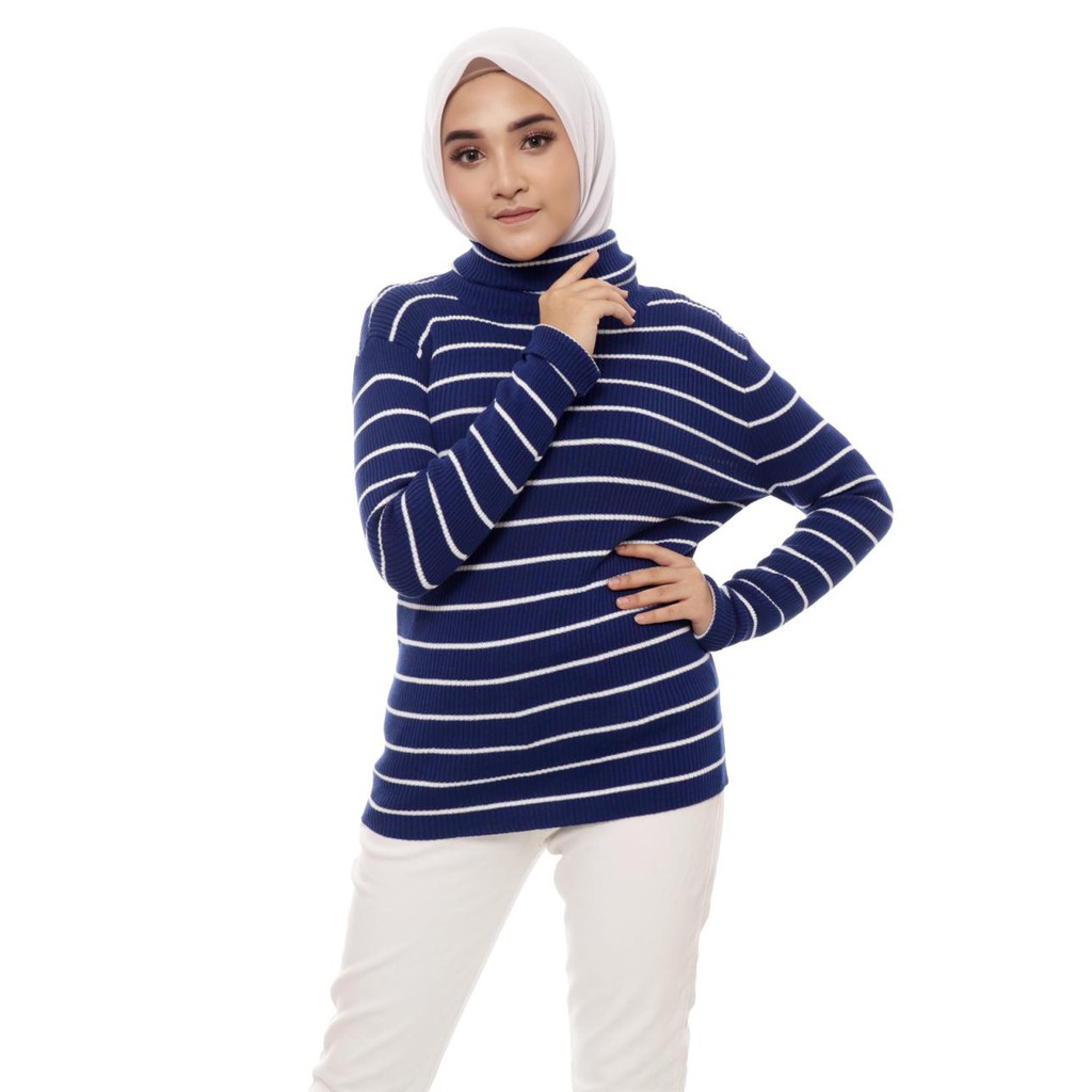Turtleneck Basic Stripe | Turtleneck Knit |sweater garis