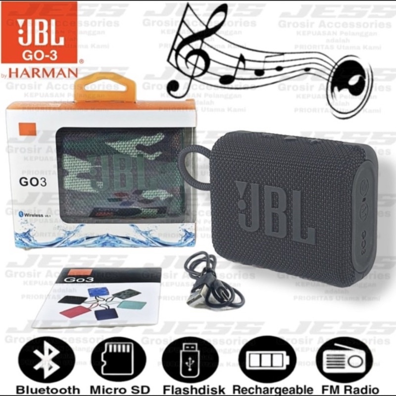 Speaker Bluetooth JBL GO3 PORTABLE Wireless GO 3 STEREO Speker G0-3