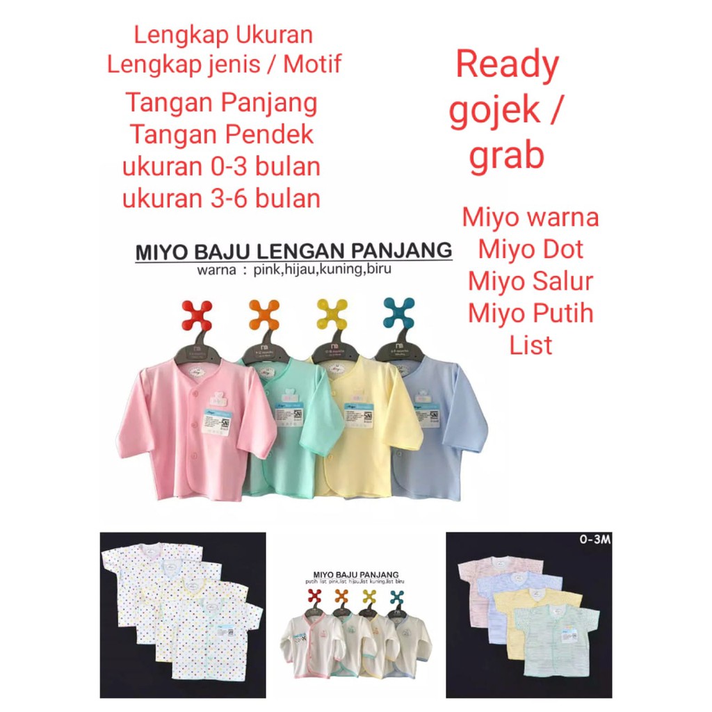 Baju Bayi MIYO 4 Pcs Lengan Pendek / Panjang Terlengkap Newborn 0-3M / 3-6M