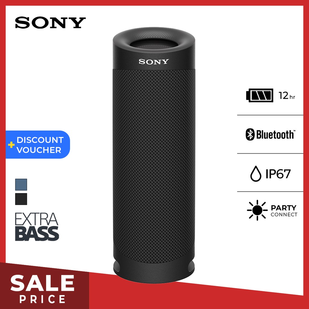 Speaker Sony SRS-XB23 Speaker Bluetooth Extra Super Bass Battery Up to 12h Android &amp; IOS - Black Portable Wireless