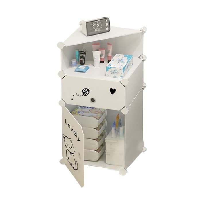  Lemari  plastik  bedside table 3  SUSUN  2  PINTU  WARNA PUTIH 