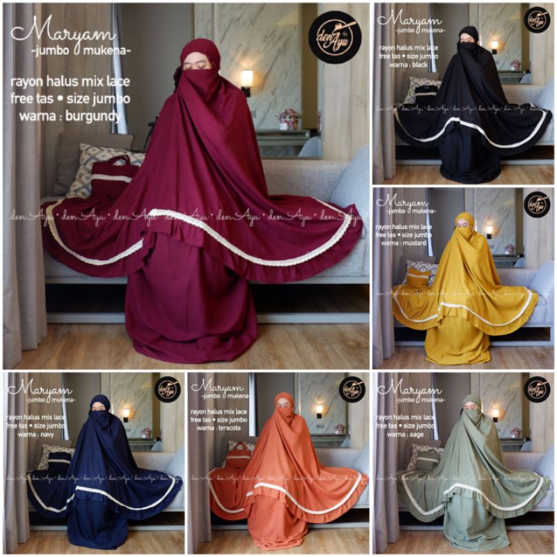 Mukena Maryam Jumbo Mukena Rayon Jumbo Original Den Ayu