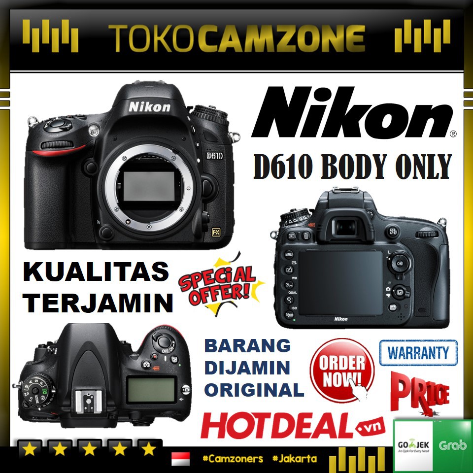 Nikon D610 Body Only Special Bonus Battery MB-D14 +SDCard 16Gb + Nikon Bag Garansi Resmi