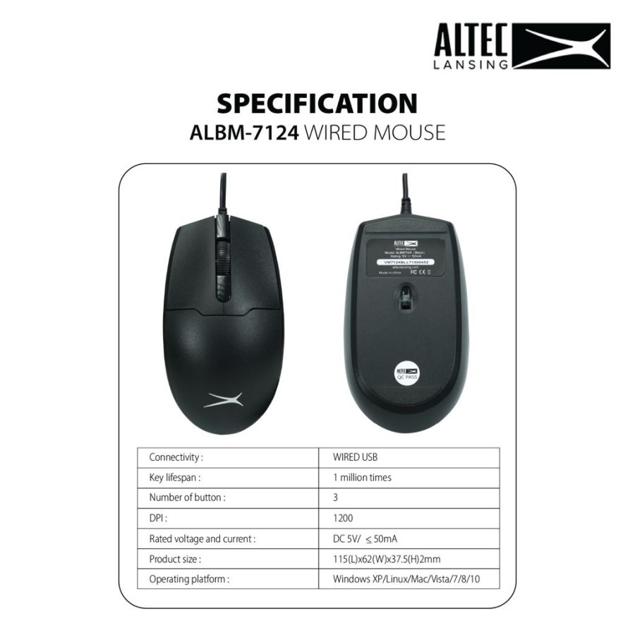 Mouse Altec Lansing ALBM-7124 Wired | Altec ALBM7124