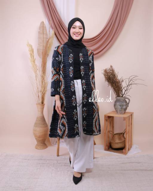 ELLEO TANAKA LONG OUTER TENUN BLAZER CARDIGAN PREWED/KONDANGAN