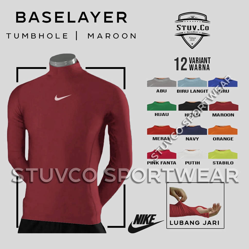 BASELAYER LONGSLEEVE THUMBHOLE LENGAN PANJANG JARI RENANG DIVING HIKING LATIHAN FITNESS PRIA