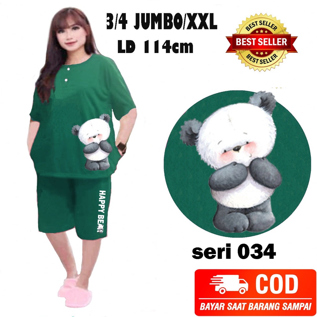 hokyclothing.BAJU TIDUR LD 120CM DAN LD 114CM (BAYAR DITEMPAT) SETELAN 3/4 JUMBO XXXL  DAN XXL  /PIYAMA POLESTER SOFT-2
