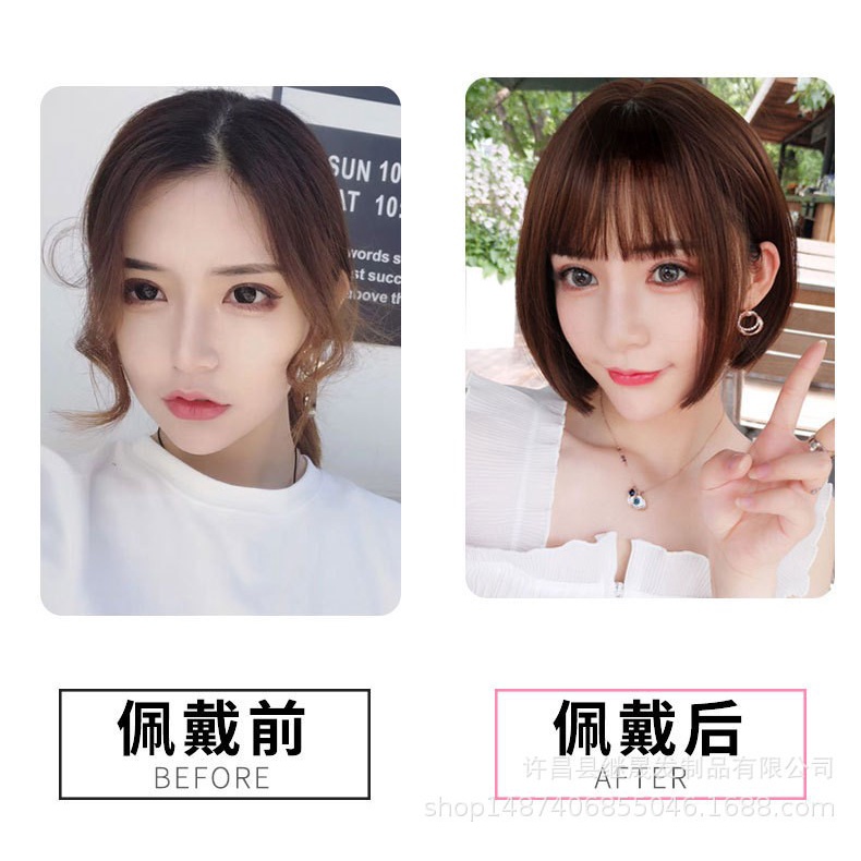 WDA-13 wig rambut palsu pendek bob daily natural wanita hitam dark