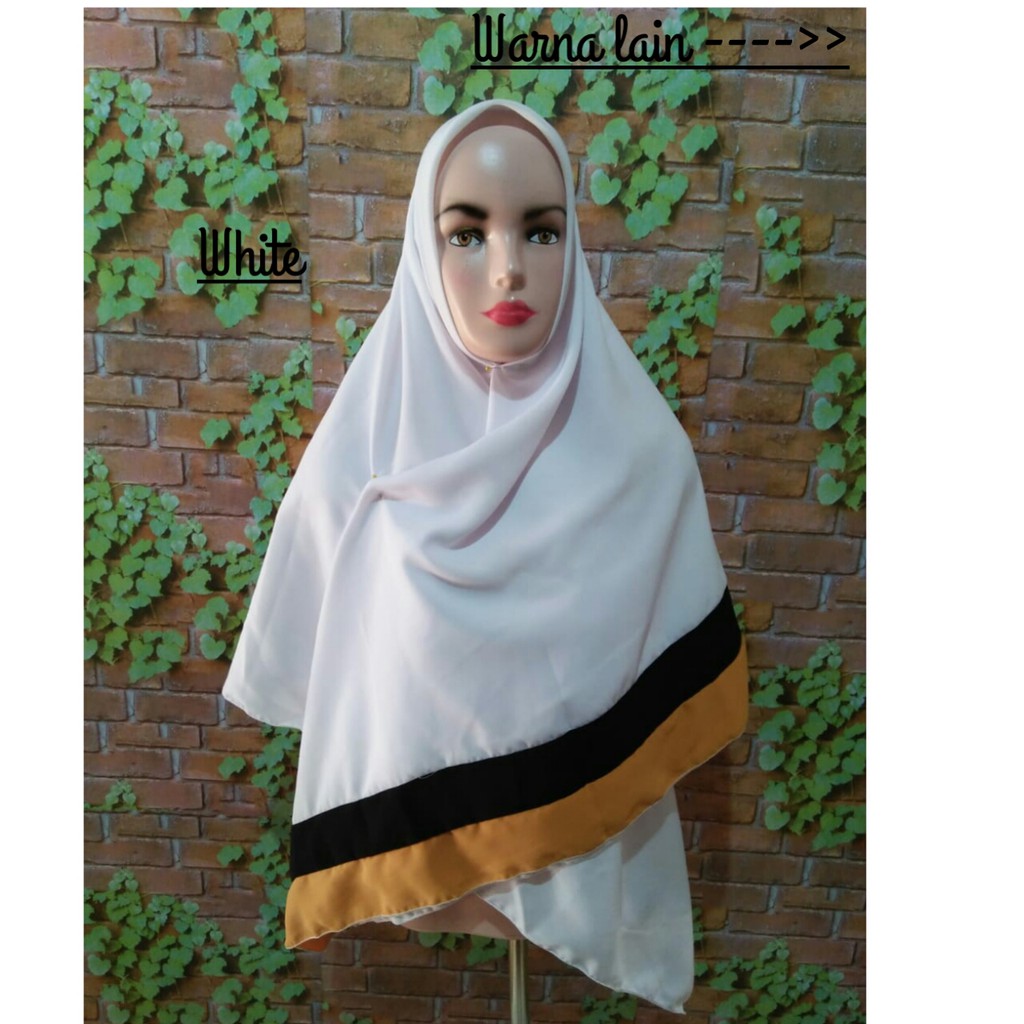 Segi empat PKS jilbab hijab krudung kuning hitam putih  syari shabby wolfis segiempat khimar