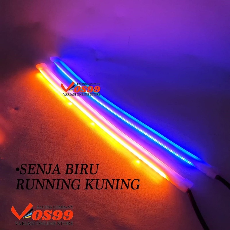 lampu Alis LED slim alis DRL fleksibel waterproof 12V uk 30cm 2 mode running motor mobil