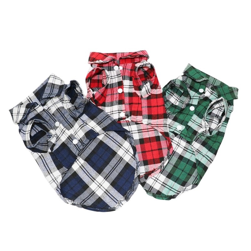 ★〓YUFeiPet〓★Pet Plaid Shirt Dog Vest Cat Shirt Short Sleeve Small Dog T-shirt Soft Breathable Summer