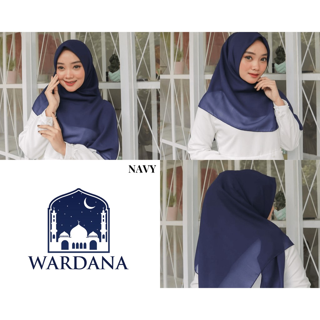 Hijab NAVY Bella Square SegiEmpat , Jilbab Polos, Kerudung PolyCotton Murah