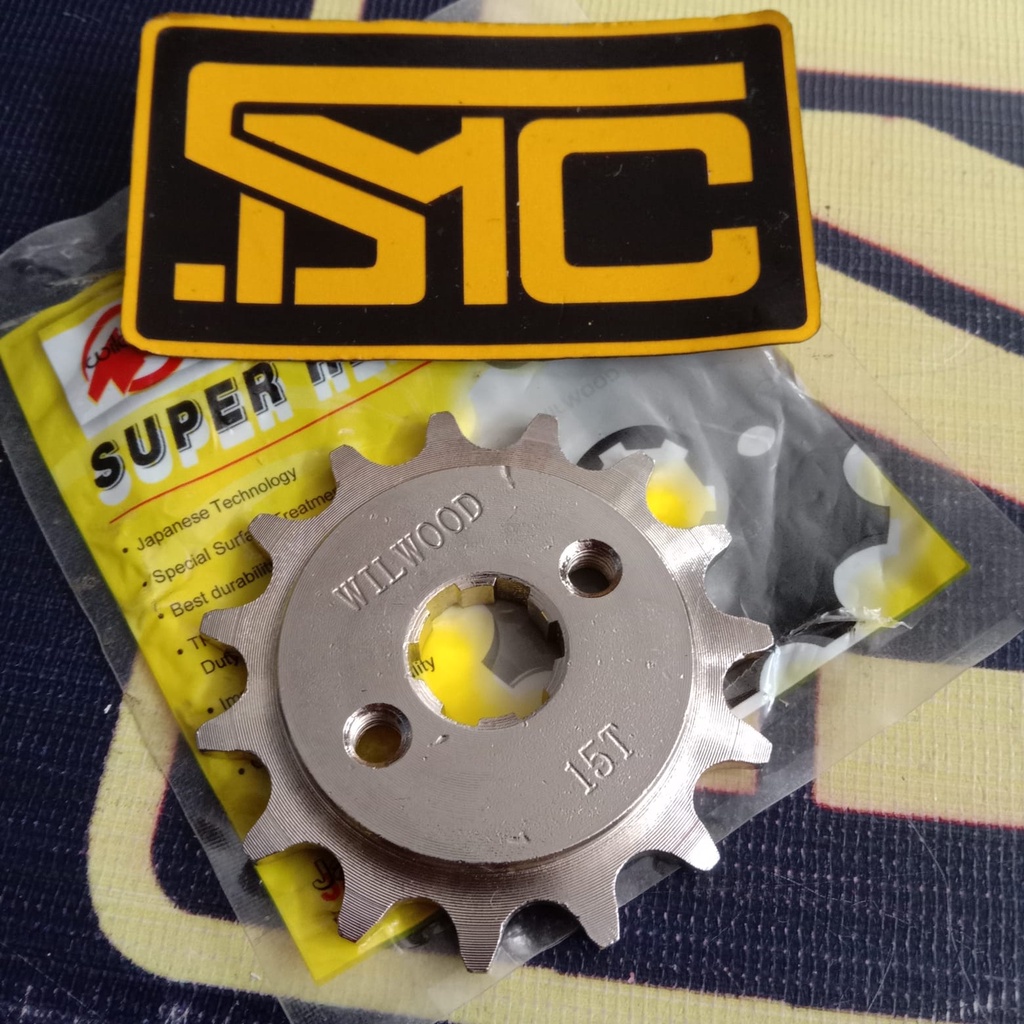 Gear Gir Depan / Gigi Front Sprocket 415 15T Suzuki Smash / Shogun / Satria 2T Wilwood Baja Nickel-2
