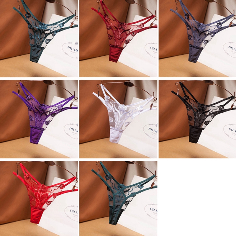 【Wetrose】New Seksi Bordir Mesh Renda Transparan Perspektif Elegan Wanita Hot Panty Thong