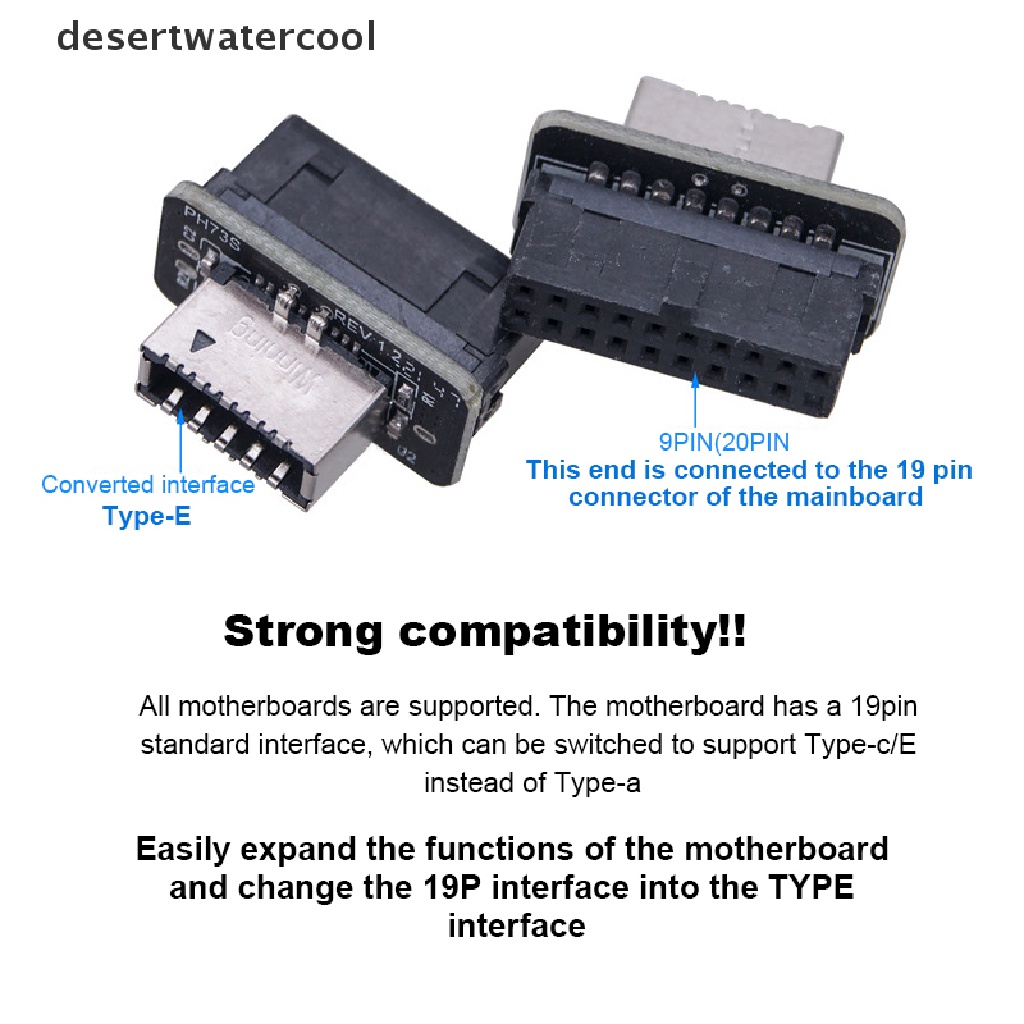 Deid Adapter Splitter Panel Depan Tipe-E Ke USB 3.0 19PIN Untuk Martijn