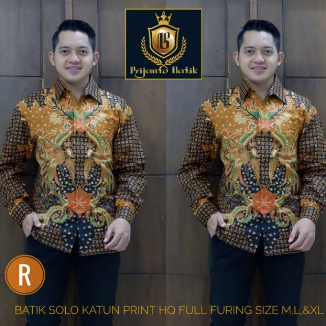 Kemeja Batik/Hem Batik Lengan Panjang Model Elegan Kode R2 Bahan Katun Adem Dipakai