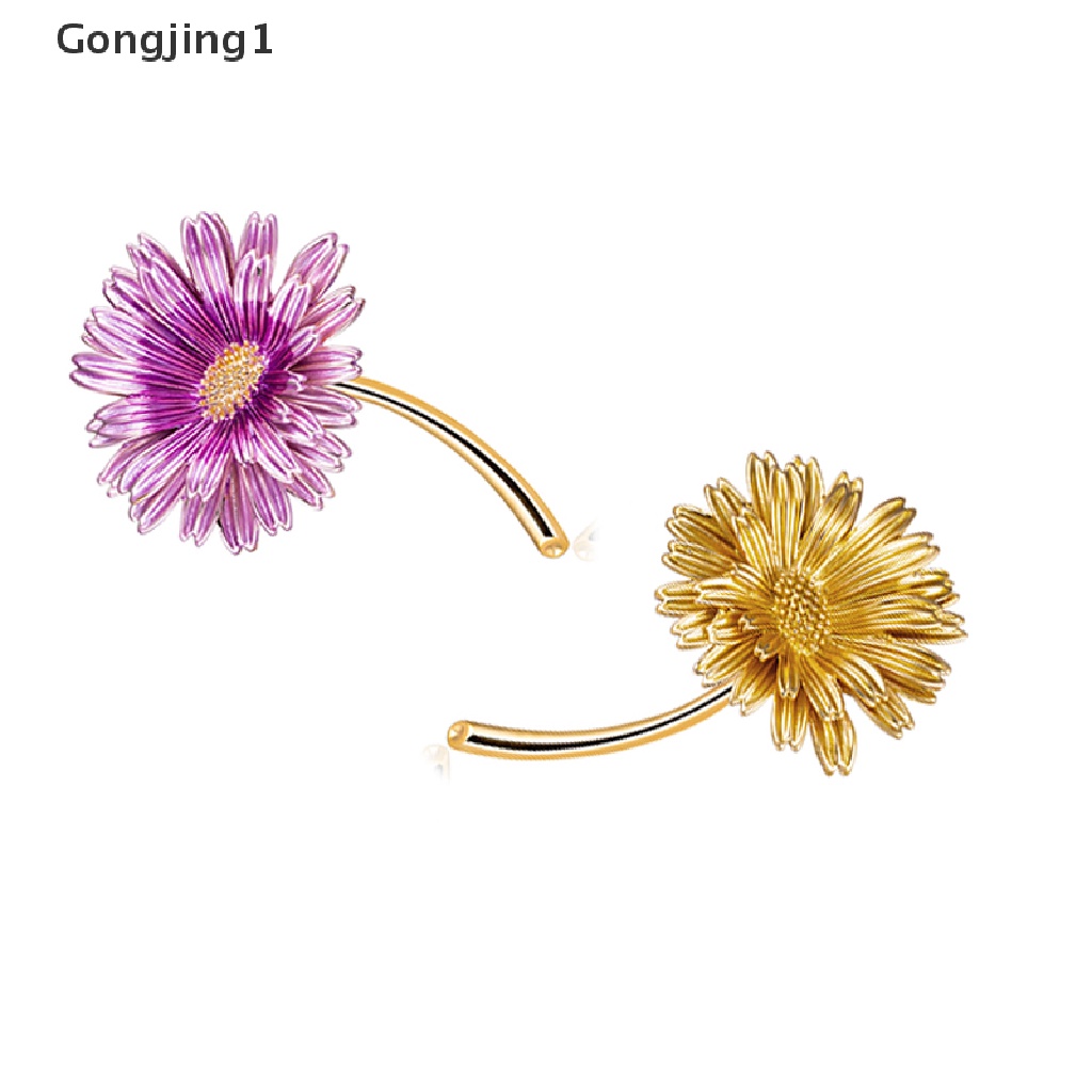 Gongjing1 Bros Pin Enamel Bentuk Bunga Aster Untuk Wanita