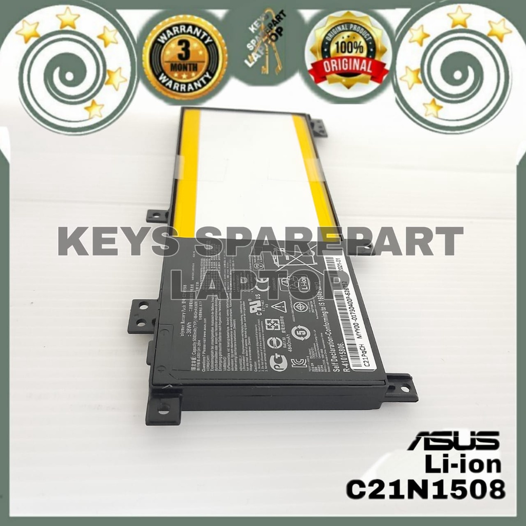 Baterai Battery Batre Laptop Asus X456 X456UA X456UB X456UJ X456UV X456UQ A456 A456U A456UJ A456UV A456UF A456UQ F456 F456U X456UR X456UQ -1B -36 K456 K456U R457U C21N1508 Original