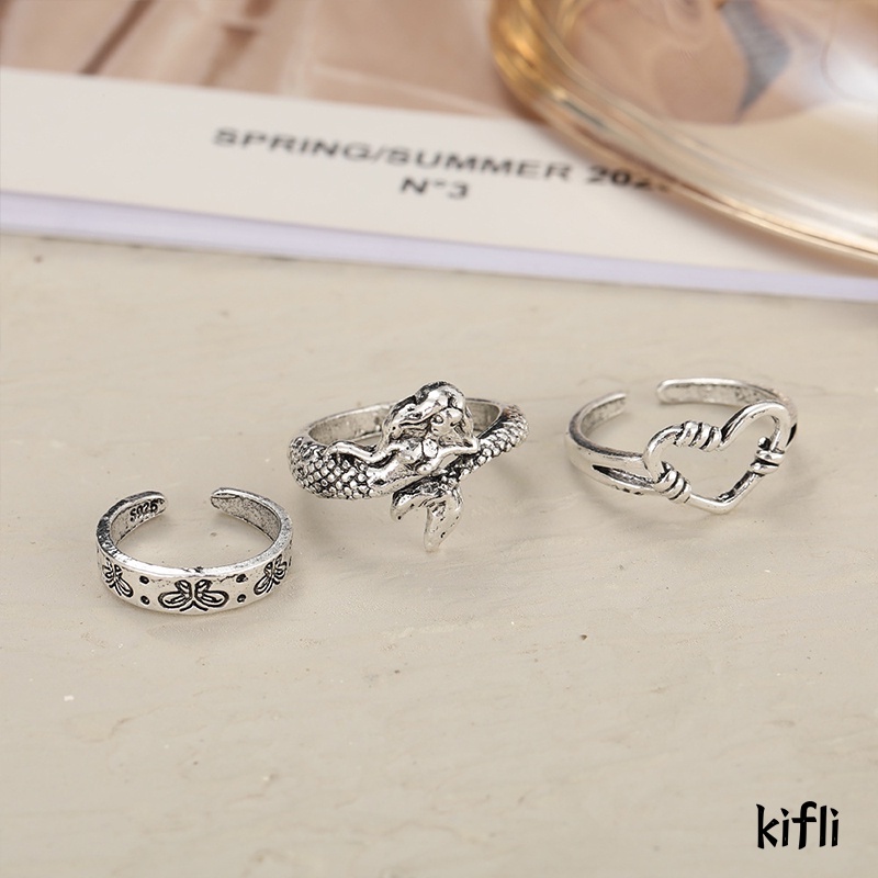 3 Pcs/set Baru Retro Cincin,Kepribadian,Pembukaan Lama Multi-Lapisan Memakai Jas Jari Telunjuk Cincin,Sederhana Fashion Perhiasan Aksesoris