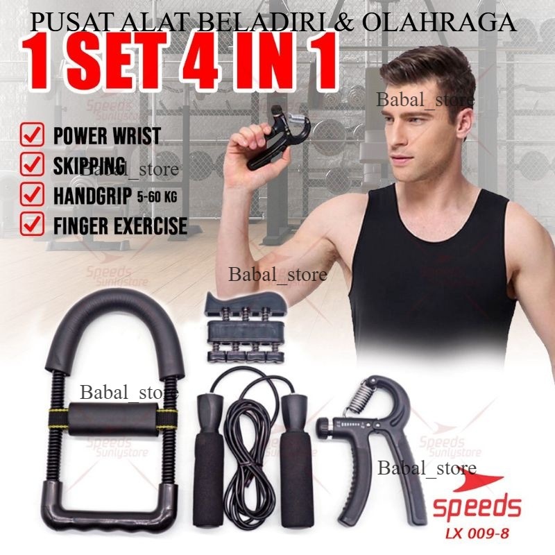 (GARANSI 100%) SPEEDS Handgrip Set 5-60kg Power Wrist Skipping Finger Exercise Alat Fitness Alat Gym Satu Set 009-8