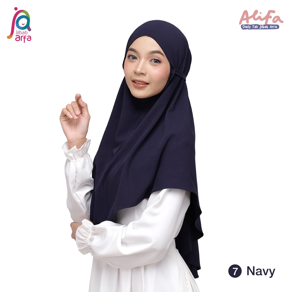 Jilbab Arfa Instan Alifa Navy - Bergo Maryam Tali Non Pet