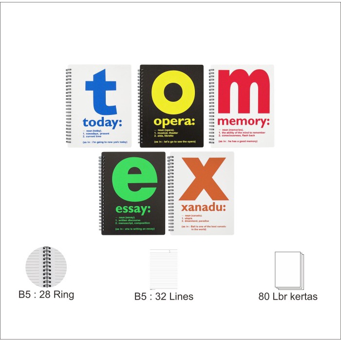 

Jual Buku Tulis Spiral / Spiral Notebook B5 Tomex Diskon