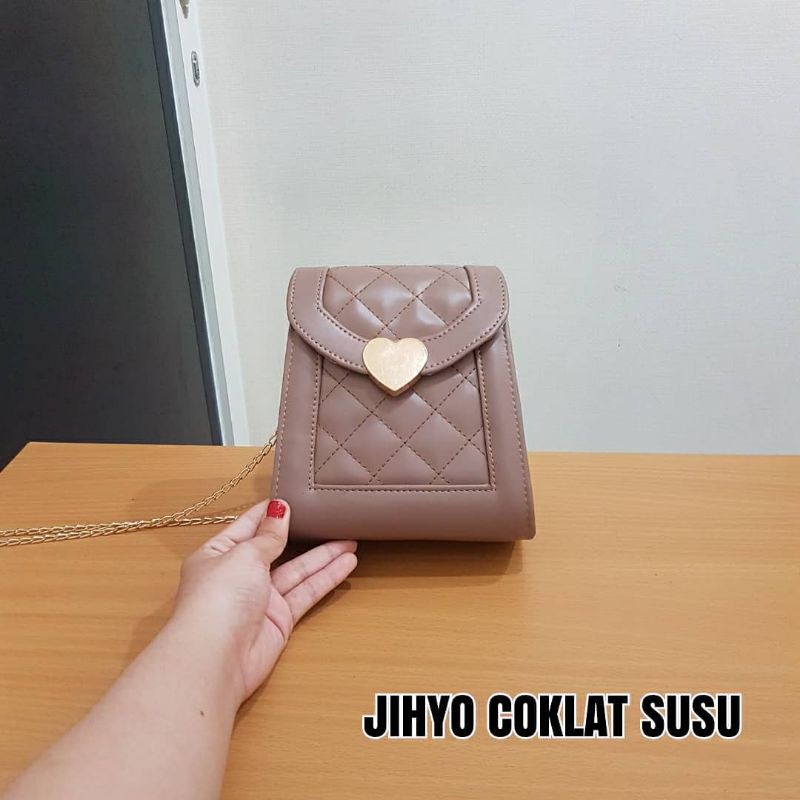 TAS SELEMPANG JIHYO COKLAT SUSU, LILAC dan BLACK