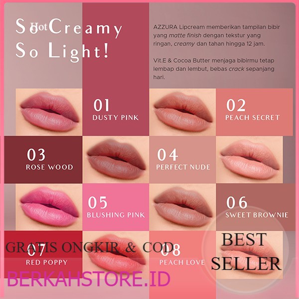 NEW AZZURA LIPCREAM MATTE 4gr / AZZURA MATTE LIPCREAM LIPSTIK MATTE ORIGINAL
