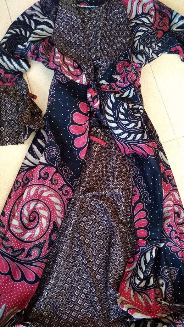 Coupel Gamis Family Batik Keluarga,sarimbit Ibu Ayah Dan Anak,baju Couple Batik Motif Puser Merah