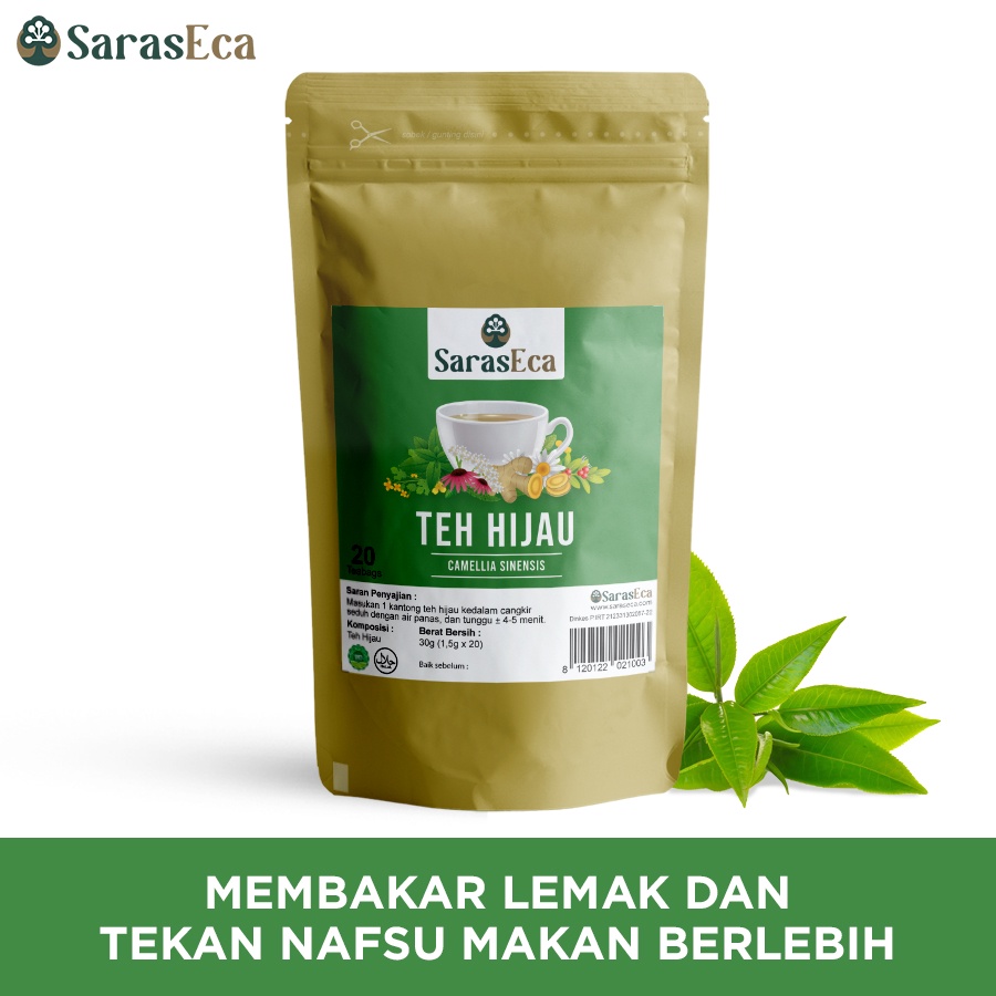 

Teh Hijau Celup Green Tea Organik Herbal Diet Tekan Nafsu Makan Berlebih - SarasEca