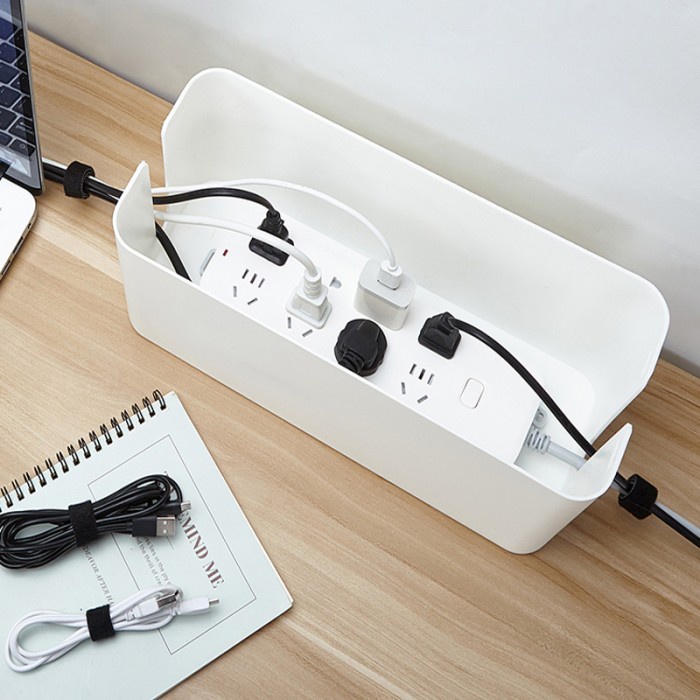 

(BISA COD) Kotak Organizer Kabel Doff Minimalis Charger Wire Cable Management Box - Putih, Sedang