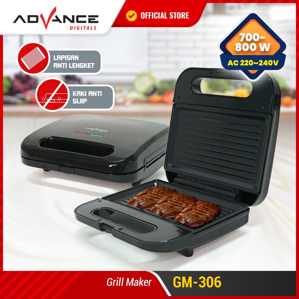 Advance Digitals Grill Maker GM-306 Alat Pemanggang Daging /Steak Elektrik Portable Hemat Listrik Garansi 1 Tahunn