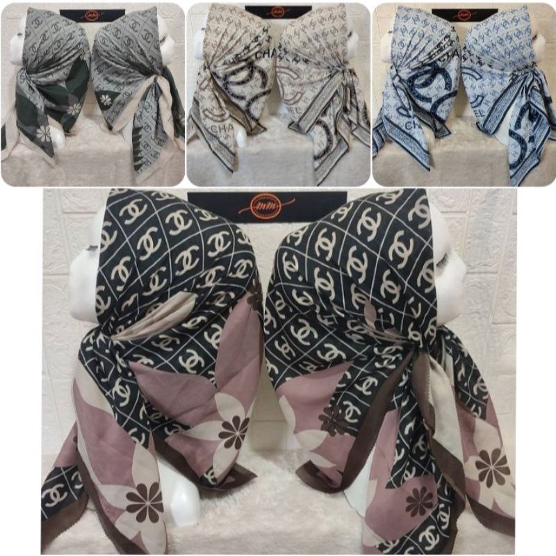 Hijab Segiempat Motif Voal Premium Series Chanel Dior Gucci // Sale Kerudung Motif Lasercut