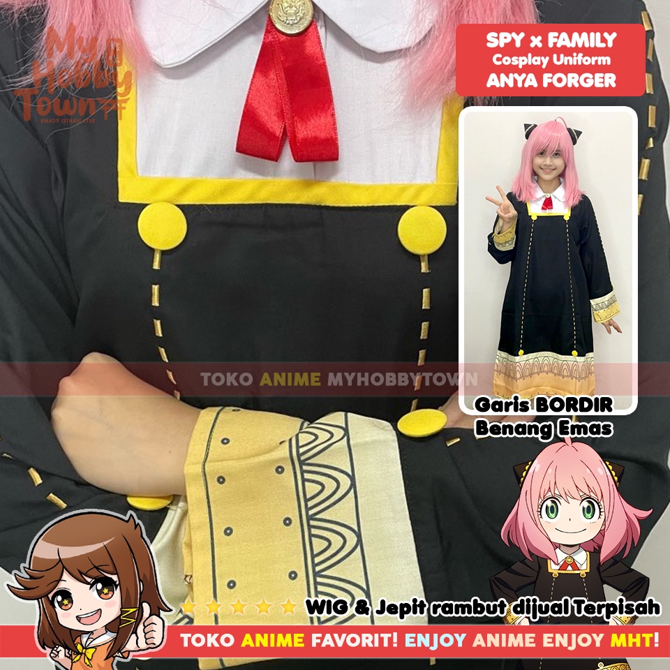 Kostum Cosplay Anime Spy X Family Anya Forger Untuk Dewasa Adult