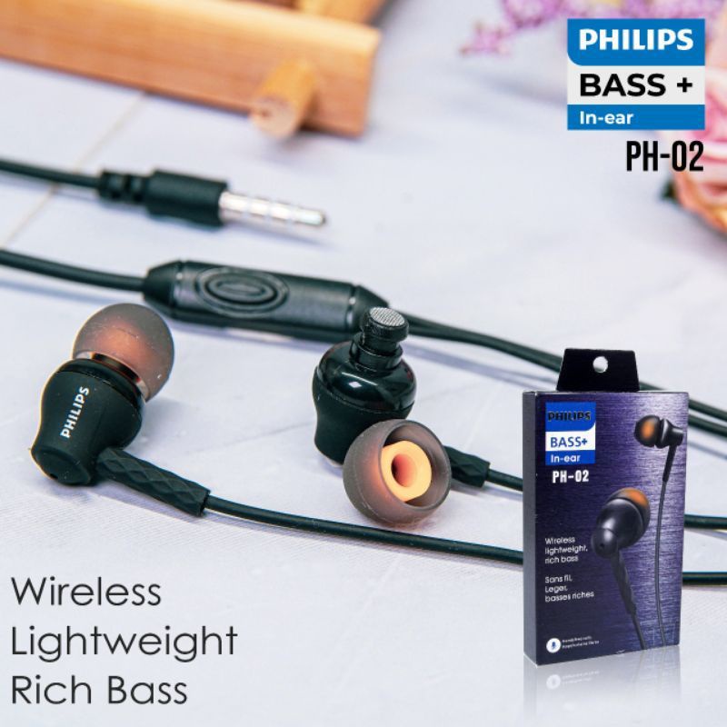 Handsfree Earphone Philips PH - 02 Lightweight Rich Bass