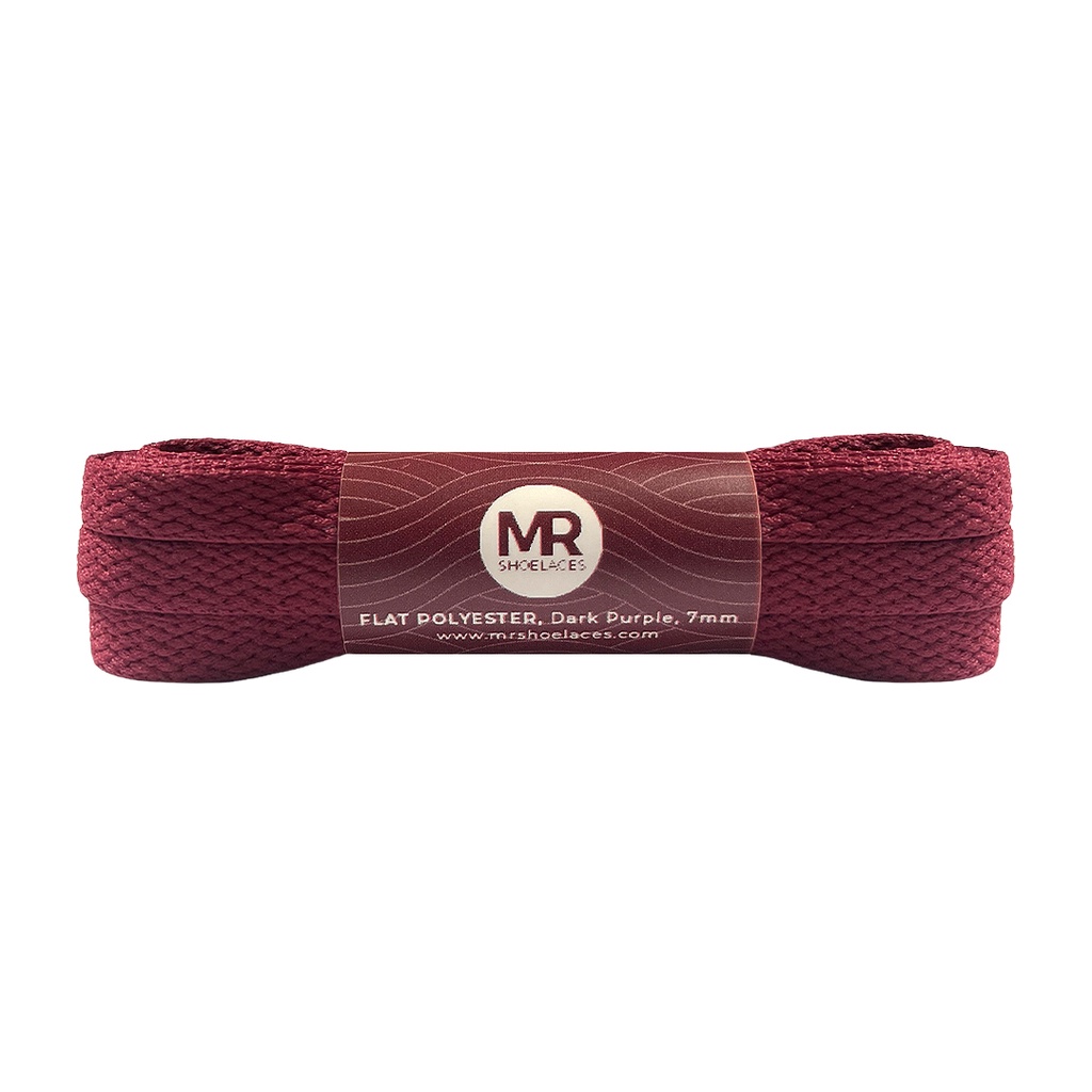 MR Shoelaces FP39 Dark Purple (Ungu Tua) Tali Sepatu Polyester Pipih Flat 7mm 80cm 90cm 100cm 120cm 130cm 150cm 180cm 200cm untuk Sneakers - Premium Shoelace