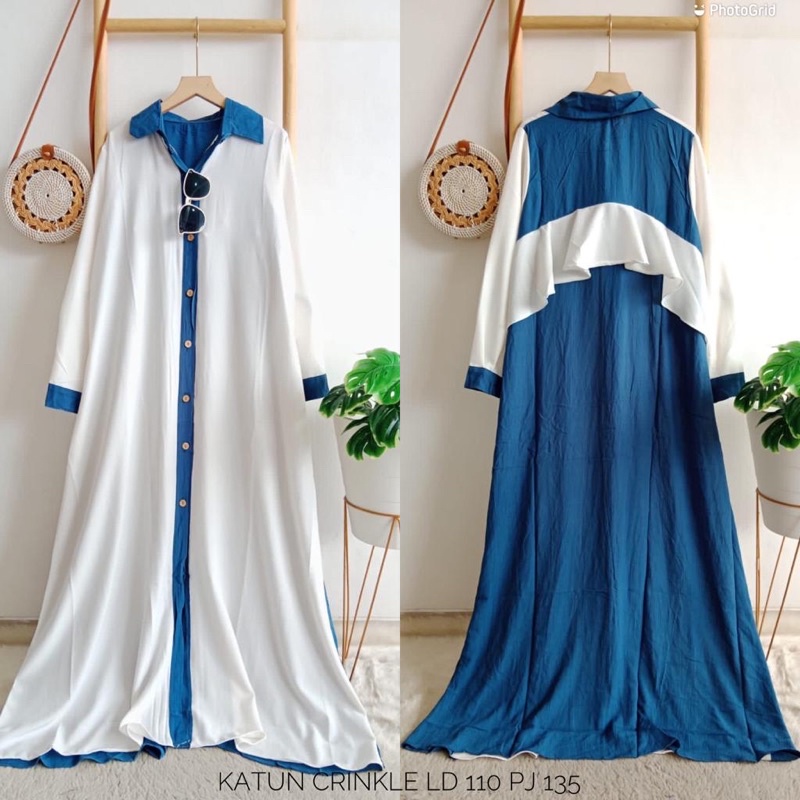 GAMIS KATUN CRINKLE - GAMIS MURAH - DRESS MAXI WANITA MURAH - DRESS WANITA KATUN CRINKLE