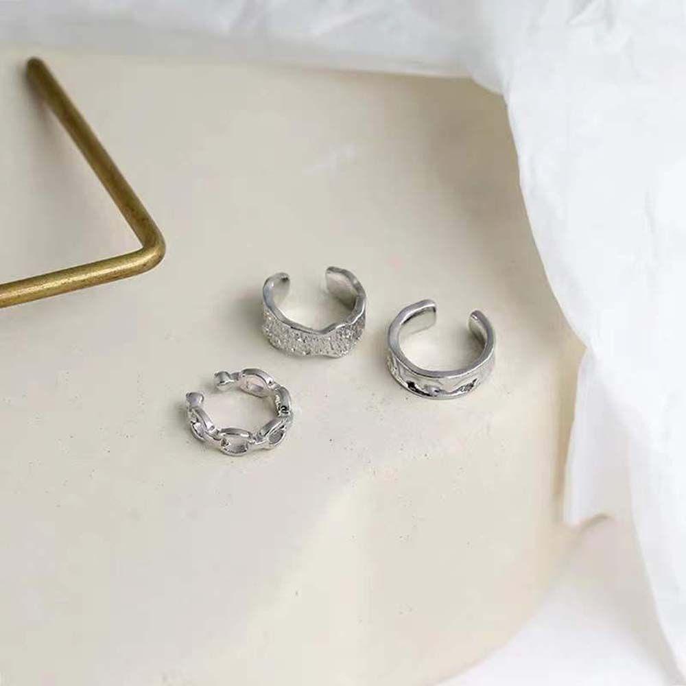 NICKOLAS1 Wanita Manset Telinga Set 3 Pcs Minimalis Gadis Hadiah Pesta Perhiasan Telinga Tulang Rawan Hoop Earrings