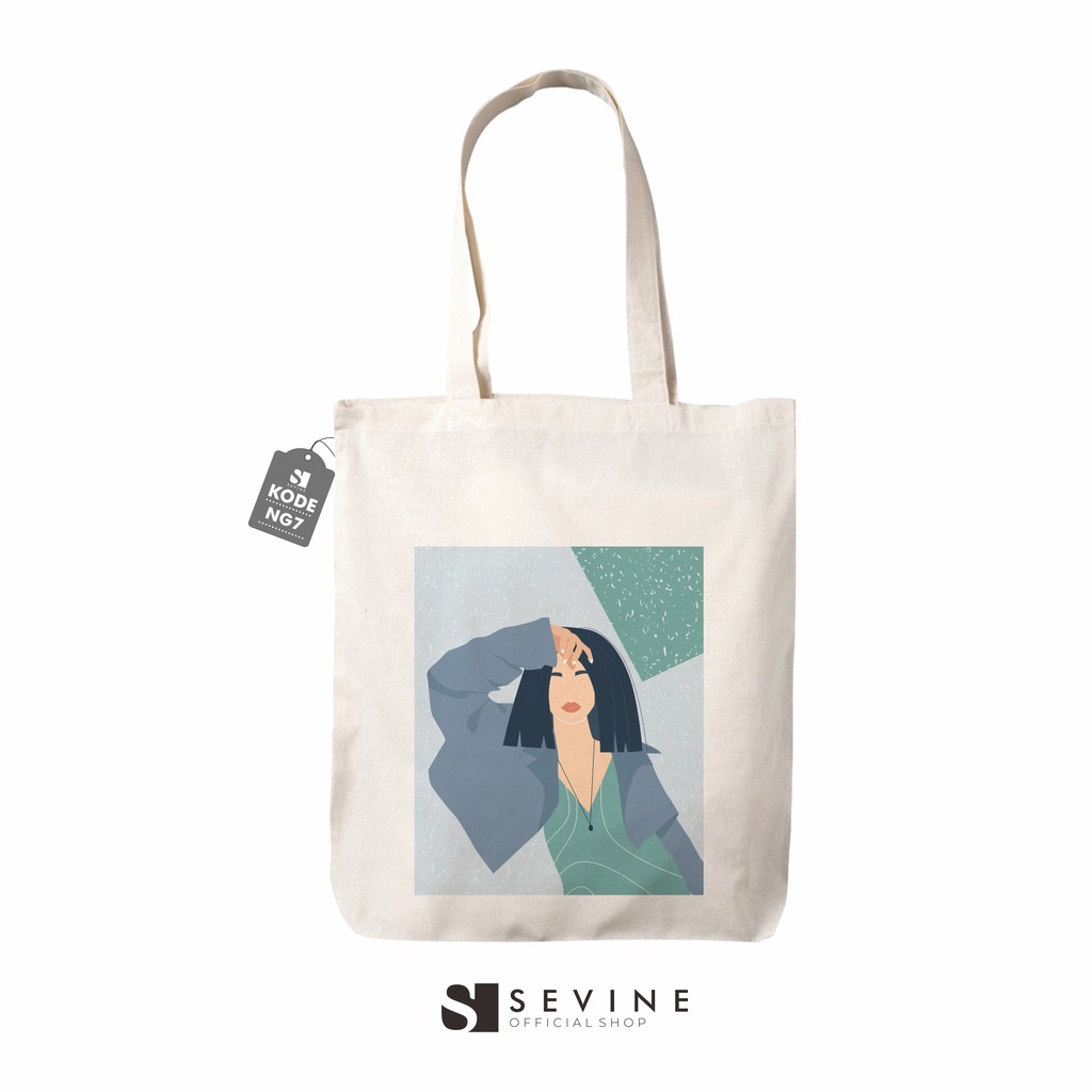 Sevine Totebag Tas Wanita Tote Bag Resleting Custom Nordic Girly - NG