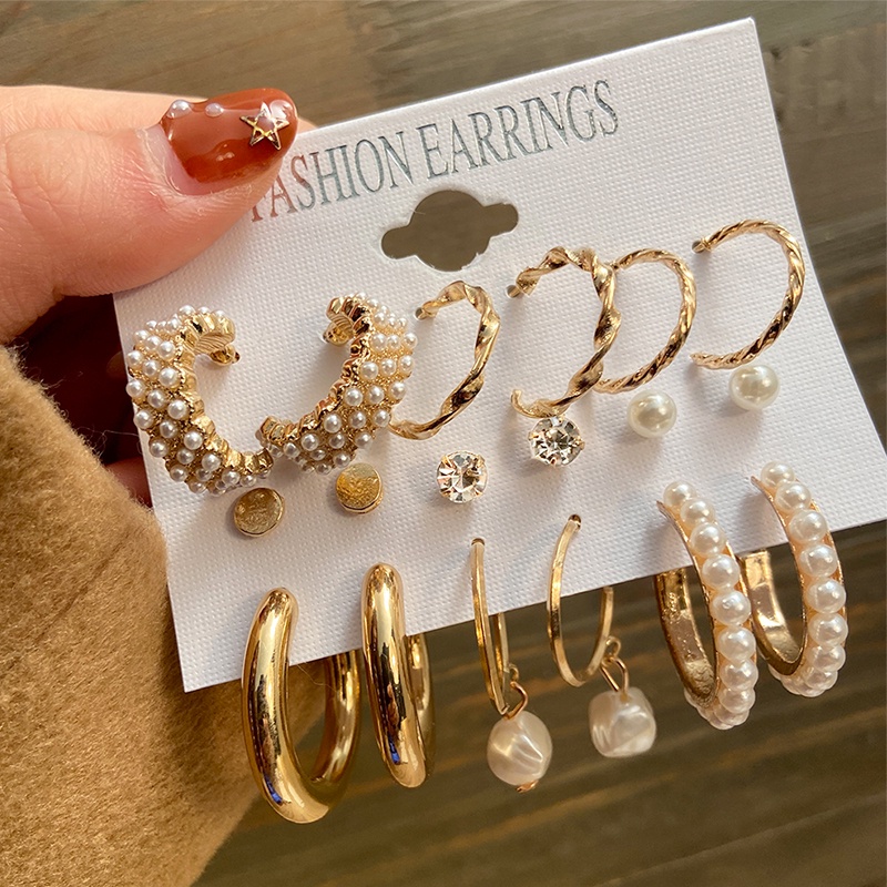 Set Anting Giwang Model Kupu-Kupu Dengan Mutiara + Rumbai Warna Gold Untuk Wanita