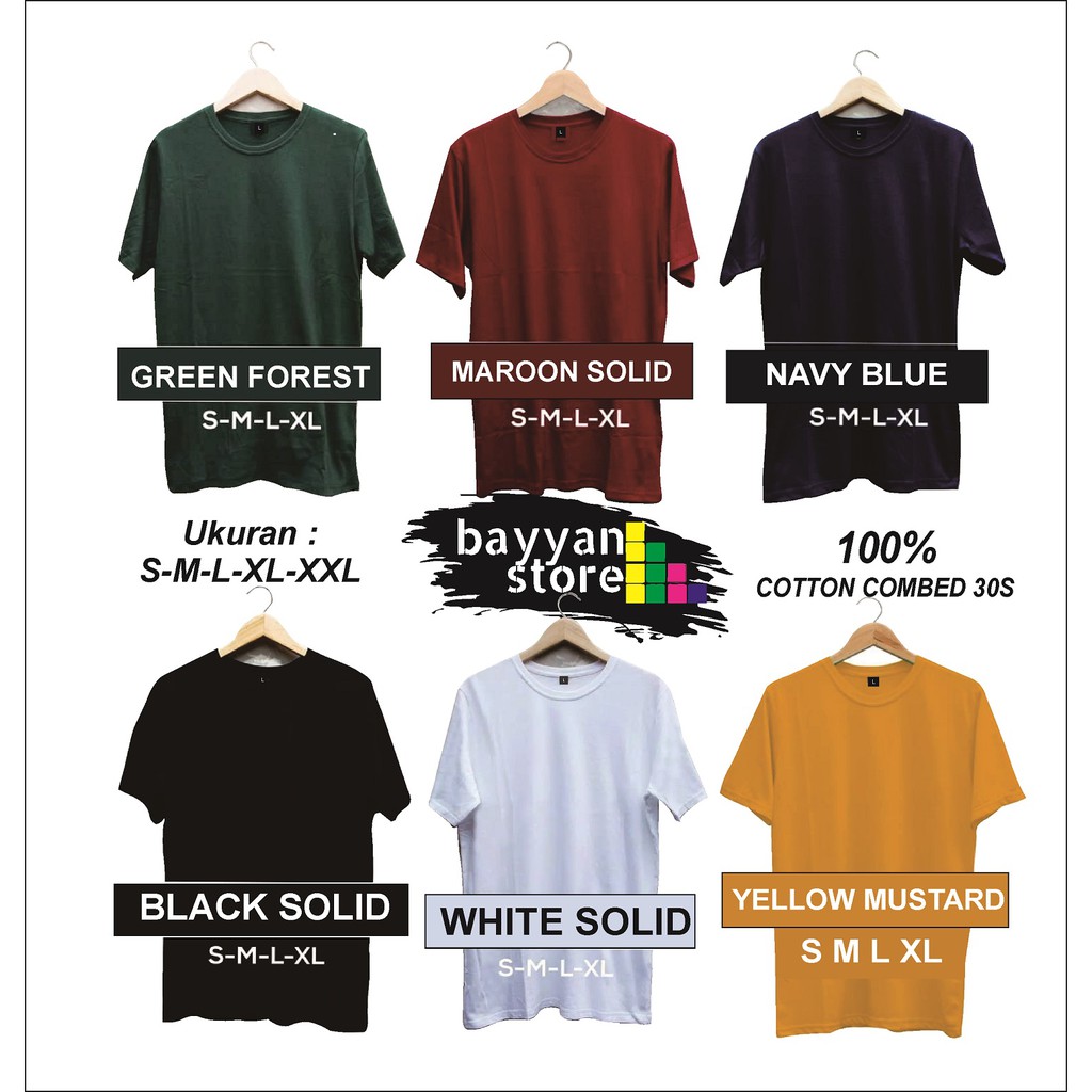 Bayyan Kaos Polos Pria Wanita Cotton Combet 30s/ONECK/Unisex/ Kaos Polos Lengan Pendek