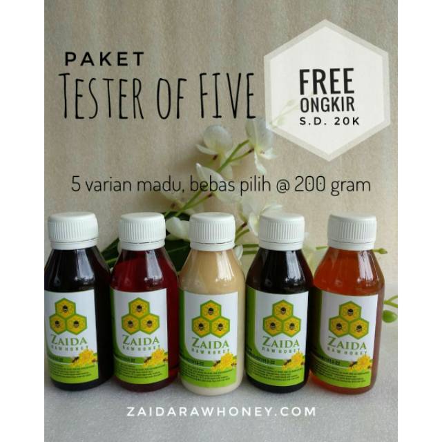 Madu Hutan Zaida Tester of Five 5 x @130ml Zaida Raw Honey