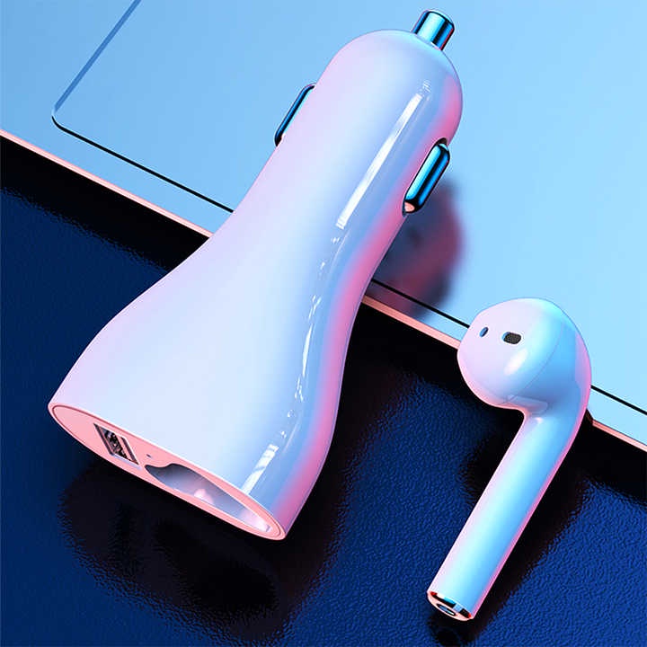 Car Charger &amp; Earphone Bluetooth Wireless 2in1 Vehicle