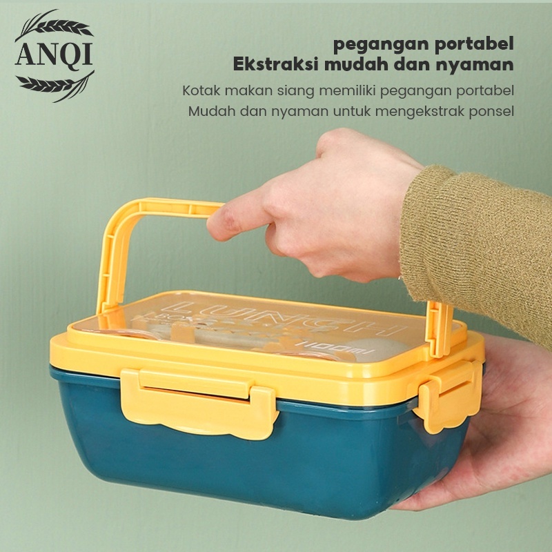 ANQI 1888 Kotak Makan Siang Bahan Jerami Pegangan  / Lunch Box Set / Bpa Free / PP Jerami Gandum / Bento Set VS-95