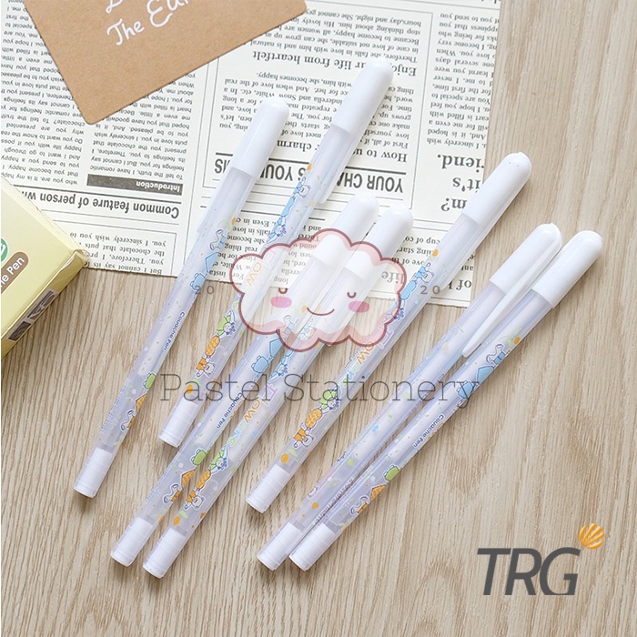 Pulpen Bolpen Gel Putih 0.8mm TRG - Flower White Gel Ink Pen 0,8 mm