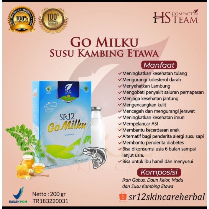 

GO MILKU SUSU KAMBING ETAWA SR12/AMAN,BPOM.MEMELIHARA KESEHATAN
